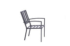 Dark Gray Aluminum Outdoor Stacking Dining Chairs with Beige Cushions - Set of 2  Warm Home View