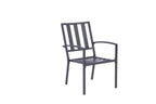 Dark Gray Aluminum Outdoor Stacking Dining Chairs with Beige Cushions - Set of 2  Warm Home View
