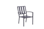 Set of Two Dark Gray Aluminum Outdoor Stacking Dining Chairs with Beige Cushion  Warm Home View