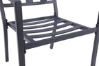 Dark Gray Aluminum Outdoor Stacking Dining Chairs with Beige Cushions - Set of 2  Warm Home View