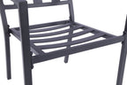 Set of Two Dark Gray Aluminum Outdoor Stacking Dining Chairs with Beige Cushion  Warm Home View