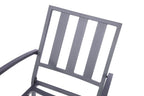 Set of Two Dark Gray Aluminum Outdoor Stacking Dining Chairs with Beige Cushion  Warm Home View