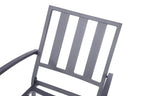 Dark Gray Aluminum Outdoor Stacking Dining Chairs with Beige Cushions - Set of 2  Warm Home View