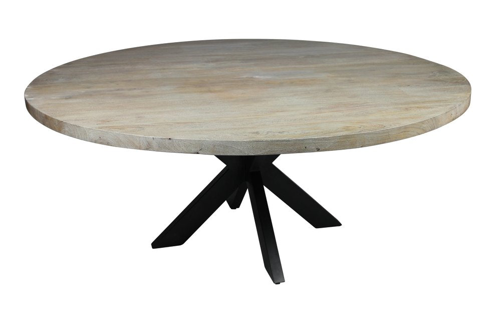 Seven Piece Gray and Black Round Solid Wood Dining Set with Six Chairs  Warm Home View