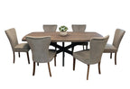 Seven Piece Gray and Black Solid Wood Dining Set with Six Chairs  Warm Home View
