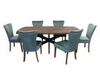 Seven Piece Gray and Black Solid Wood Dining Set with Six Chairs  Warm Home View