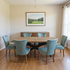 Seven Piece Gray and Black Solid Wood Dining Set with Six Chairs  Warm Home View
