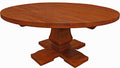 Seven Piece Brown Round Solid Wood Dining Set with Six Chairs  Warm Home View