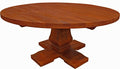 Seven Piece Brown Round Solid Wood Dining Set with Six Chairs  Warm Home View