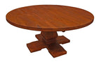 Seven Piece Brown Round Solid Wood Dining Set with Six Chairs  Warm Home View