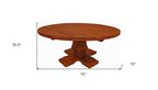 Seven Piece Brown Round Solid Wood Dining Set with Six Chairs  Warm Home View