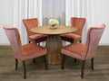 Five Piece Natural Round Solid Wood Dining Set with Four Chairs  Warm Home View