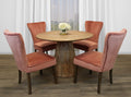 Five Piece Natural Round Solid Wood Dining Set with Four Chairs  Warm Home View