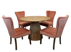 Five Piece Natural Round Solid Wood Dining Set with Four Chairs  Warm Home View