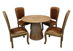 Five Piece Natural Round Solid Wood Dining Set with Four Chairs  Warm Home View