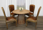 Five Piece Natural Round Solid Wood Dining Set with Four Chairs  Warm Home View
