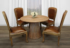 Five Piece Natural Round Solid Wood Dining Set with Four Chairs  Warm Home View
