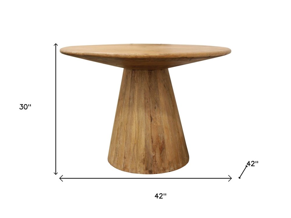 Five Piece Natural Round Solid Wood Dining Set with Four Chairs  Warm Home View