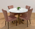 Five Piece Ivory and Gold Round Marble Dining Set with Four Chairs  Warm Home View