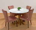 Five Piece Ivory and Gold Round Marble Dining Set with Four Chairs  Warm Home View