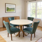 Five Piece Ivory and Gold Round Marble Dining Set with Four Chairs  Warm Home View