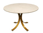 Five Piece Ivory and Gold Round Marble Dining Set with Four Chairs  Warm Home View