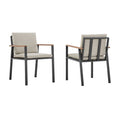 Set of Two 22" Light Gray Solid Wood Outdoor Dining Chair with Taupe Cushion  Warm Home View