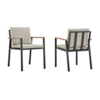 Set of Two 22" Light Gray Solid Wood Outdoor Dining Chair with Taupe Cushion  Warm Home View