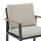 Set of Two 22" Light Gray Solid Wood Outdoor Dining Chair with Taupe Cushion  Warm Home View