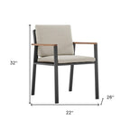 Set of Two 22" Light Gray Solid Wood Outdoor Dining Chair with Taupe Cushion  Warm Home View