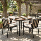 Set of Two 22" Light Gray Solid Wood Outdoor Dining Chair with Taupe Cushion  Warm Home View
