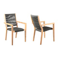 Set of Two 23" Charcoal and Natural Wood Solid Wood Outdoor Arm Chair  Warm Home View