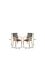 Set of Two 23" Charcoal and Natural Wood Solid Wood Outdoor Arm Chair  Warm Home View