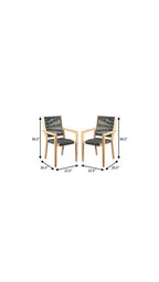 Charcoal and Natural Wood Solid Wood Outdoor Armchairs - Set of 2  Warm Home View