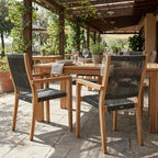 Set of Two 23" Charcoal and Natural Wood Solid Wood Outdoor Arm Chair  Warm Home View