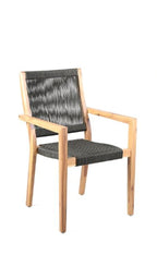 Set of Two 23" Charcoal and Natural Wood Solid Wood Outdoor Arm Chair  Warm Home View