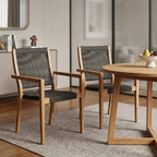 Set of Two 23" Charcoal and Natural Wood Solid Wood Outdoor Arm Chair  Warm Home View