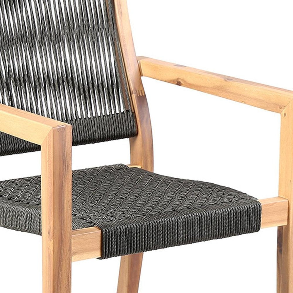 Set of Two 23" Charcoal and Natural Wood Solid Wood Outdoor Arm Chair  Warm Home View
