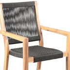 Set of Two 23" Charcoal and Natural Wood Solid Wood Outdoor Arm Chair  Warm Home View