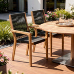 Set of Two 23" Charcoal and Natural Wood Solid Wood Outdoor Arm Chair  Warm Home View