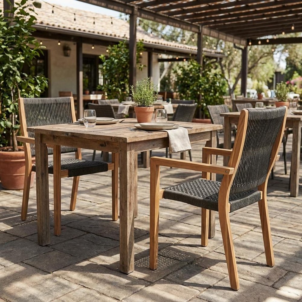 Set of Two 23" Charcoal and Natural Wood Solid Wood Outdoor Arm Chair  Warm Home View