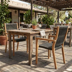 Set of Two 23" Charcoal and Natural Wood Solid Wood Outdoor Arm Chair  Warm Home View