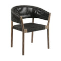 Set of Two 26" Black and Natural Wood Solid Wood Outdoor Dining Chair  Warm Home View