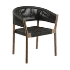 Set of Two 26" Black and Natural Wood Solid Wood Outdoor Dining Chair  Warm Home View