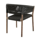 Set of Two 26" Black and Natural Wood Solid Wood Outdoor Dining Chair  Warm Home View
