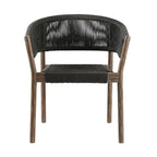 Set of Two 26" Black and Natural Wood Solid Wood Outdoor Dining Chair  Warm Home View
