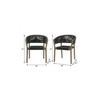Set of Two 26" Black and Natural Wood Solid Wood Outdoor Dining Chair  Warm Home View