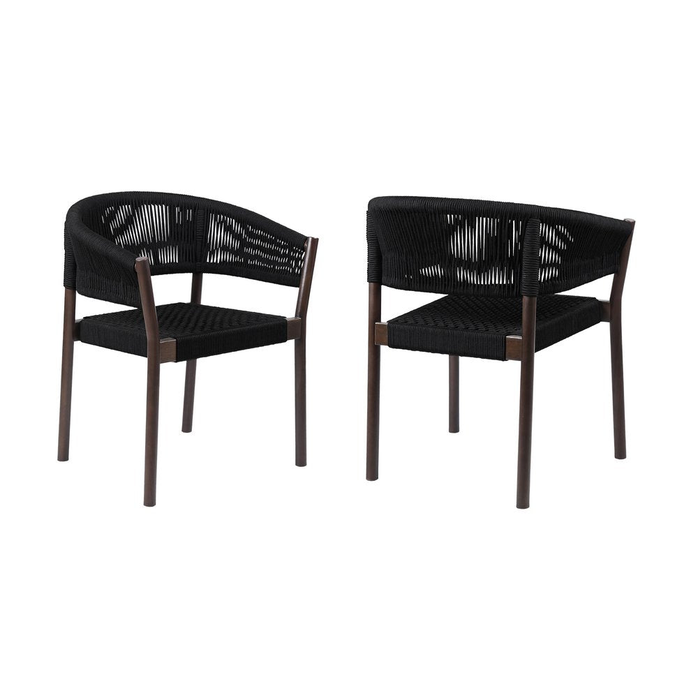 Set of Two 26" Black Solid Wood Outdoor Dining Chair  Warm Home View