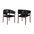 Set of Two 26" Black Solid Wood Outdoor Dining Chair  Warm Home View