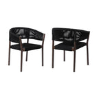 Set of Two 26" Black Solid Wood Outdoor Dining Chair  Warm Home View
